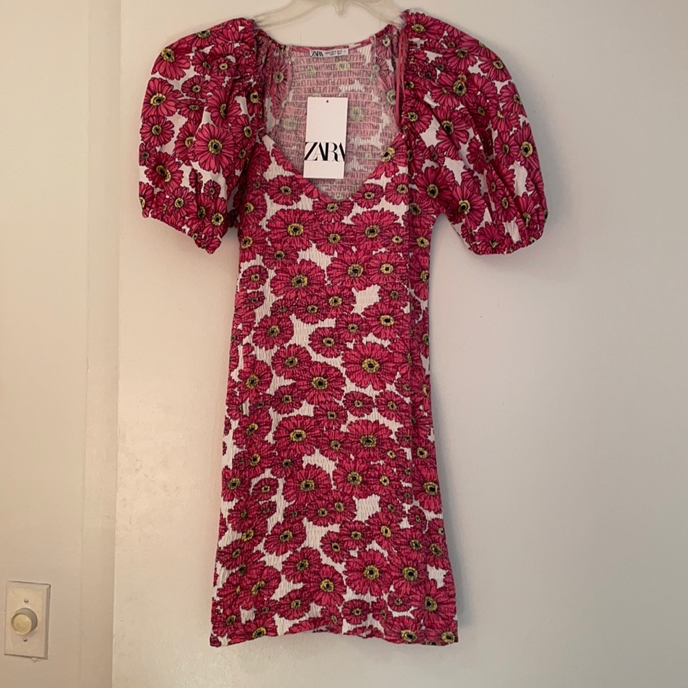 Zara Floral Smocked Mini Dress